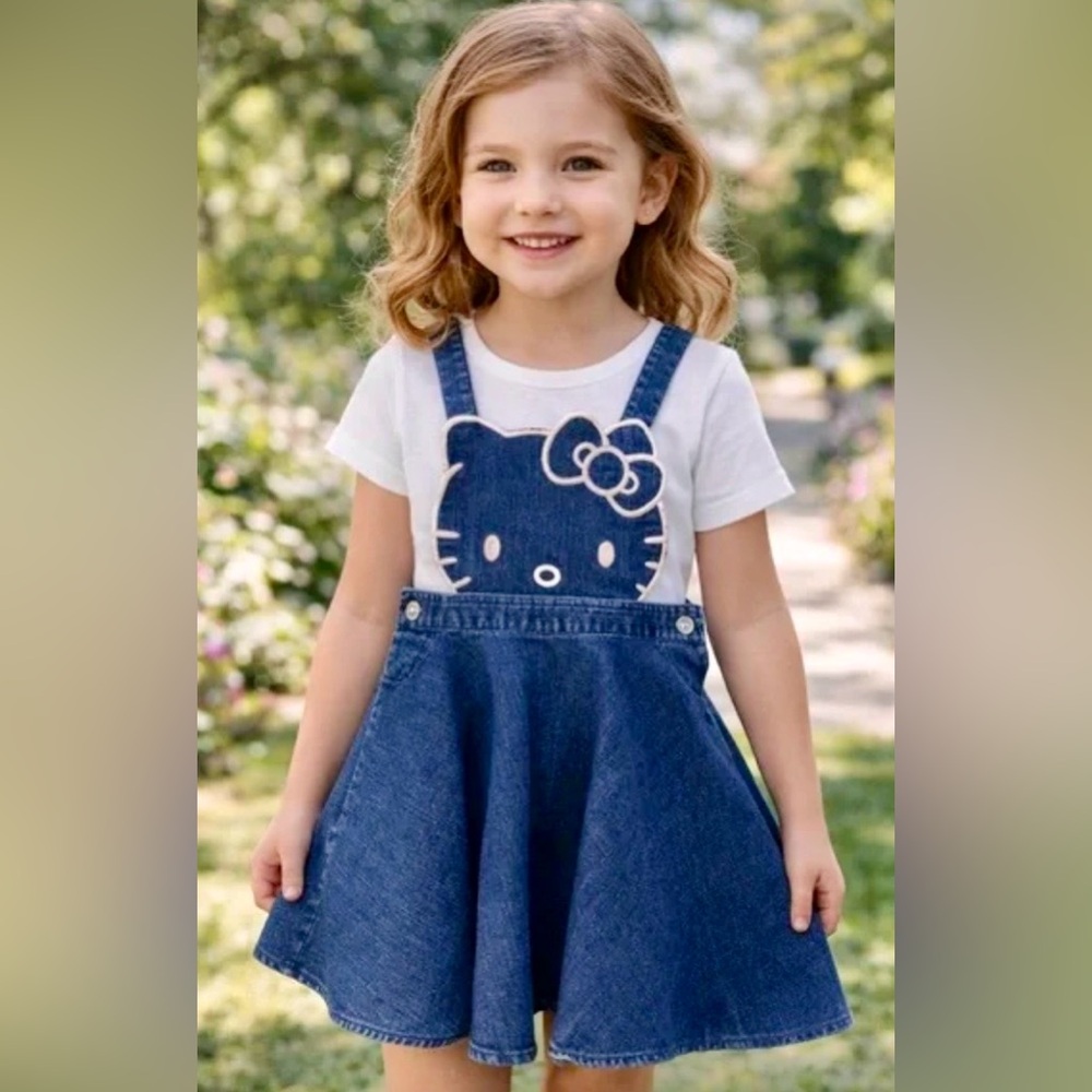 Sanrio Hello Kitty Denim Overall Dress Girls Size 5